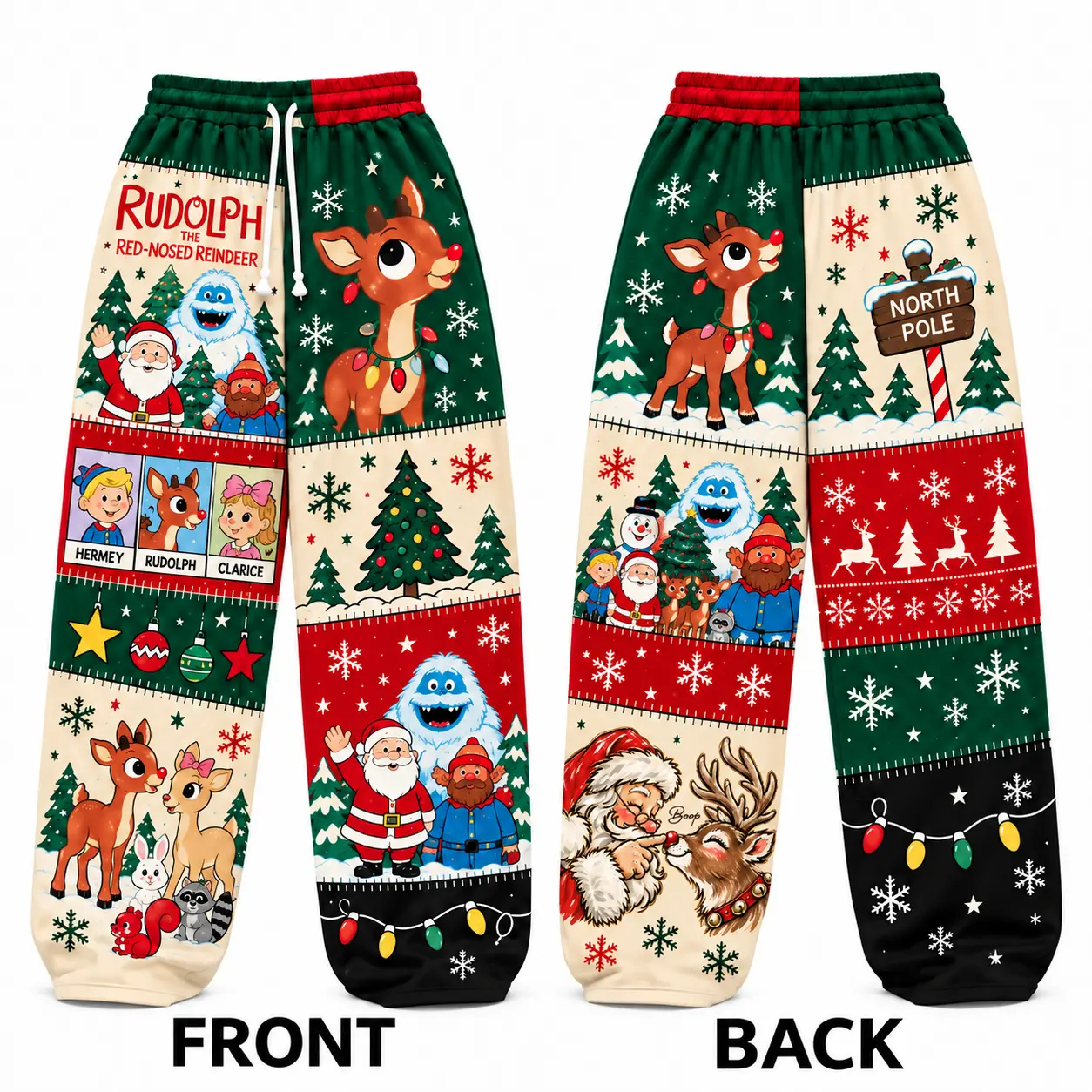 Reindeer Christmas Cartoon Characters Loose Sweatpants, Festive Holiday Cozy Pants, Gift for fan