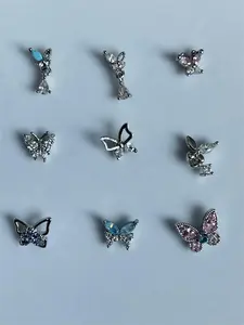 Butterfly Nose Studs | L rod Nose Ring | Stainless Steel | 20 gauge pin