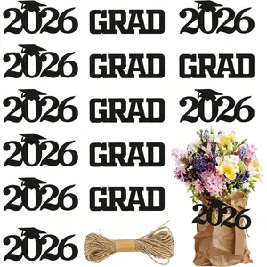 24 count 2026 Graduation Confetti for Table, Class of 2026 Cutouts Tags Congrats Grad Centerpiece Decorations Glitter Trencher Cap Paper Sequins Banners for Graduation Party Decor Supplies