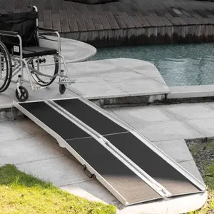 8' Skidproof Foldable Portable Wheelchair Ramp for Home Steps, Doorways - Handicap Threshold Ramp for Vehicle & Dog Car Travel Accessory Use