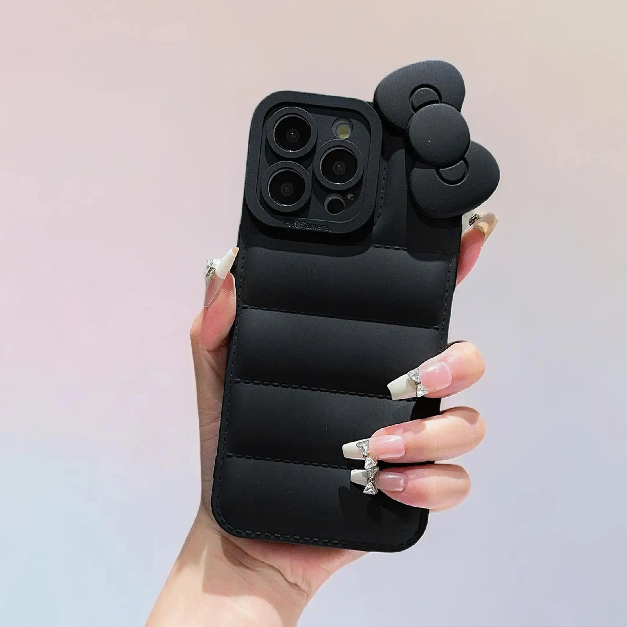 Cute Down Jacket Design Phone Case, 1 Count Solid Color Phone Protective Cover, Phone Accessory Compatible With iPhone 15 14 13 12 11 15 Pro Max 15 Pl