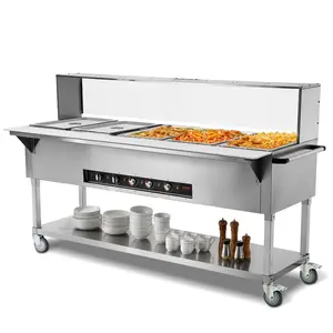 Durable Commercial 5-Pan Electric Hot Food Warmer Appliance - 5x20.6QT, 3750W Steam Table, Stainless Steel Pans, Acrylic Guard, Food Grade Stainless Steel Server for Party, Restaurant, Appliances