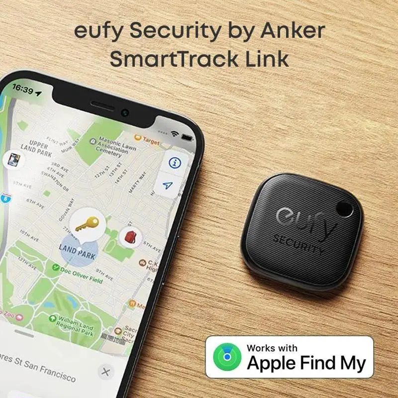 eufy Security by Anker SmartTrack Link (Black, 1-Pack), Android not Supported, Works with Apple Find My (iOS only), Key Finder, Bluetooth Tracker for