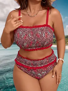 New Women's Plus Size Printed Two-Piece Bikini Swimsuit Set, Beachwear, Large Size Swimwear, High Waist Swimwear, Stylish and Comfortable