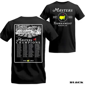 Masters Tournament Golf Shirt 2026 Champions List Vintage Graphic Tee, Augusta National Inspired Championship T-Shirt, Classic Golf Fan Heritage Design, Bold Back Print Unisex Casual Tee Gift