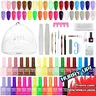 Tencoco 51 Pcs Gel Nail Polish Kit 35 Colors with Crystal Cat Eye Nail Art Tools Set UV Light Translucent Glossy Formula Perfect Gift for Women Manicure SummerVibes
