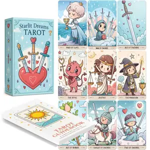 Starlit Dreams Tarot, Whimsical Tarot and Oracle Cards for Beginners, Cute Fortune Telling Deck Tarot Card Game with Dreamy Pastel Artwork for Healing, Self-Care, and Spiritual Guidance, 78 Cards 2.7x4.7 inch