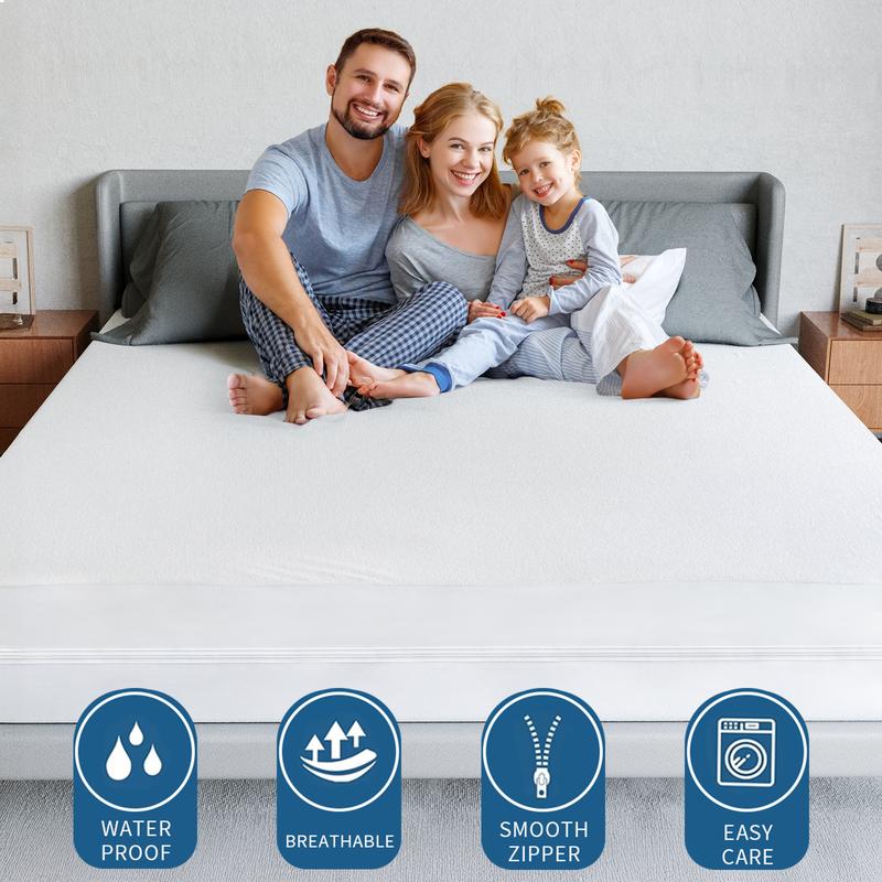 Moonsea Soft Terry Zippered Mattress Encasement, 6-Sided Waterproof Bed Bug Proof Mattress Protector, Breathable Noiseless Absorbent Mattress Cover Fitted Sheet Fits Deep Pocket, Machine Wash #TiktokshopStockUp