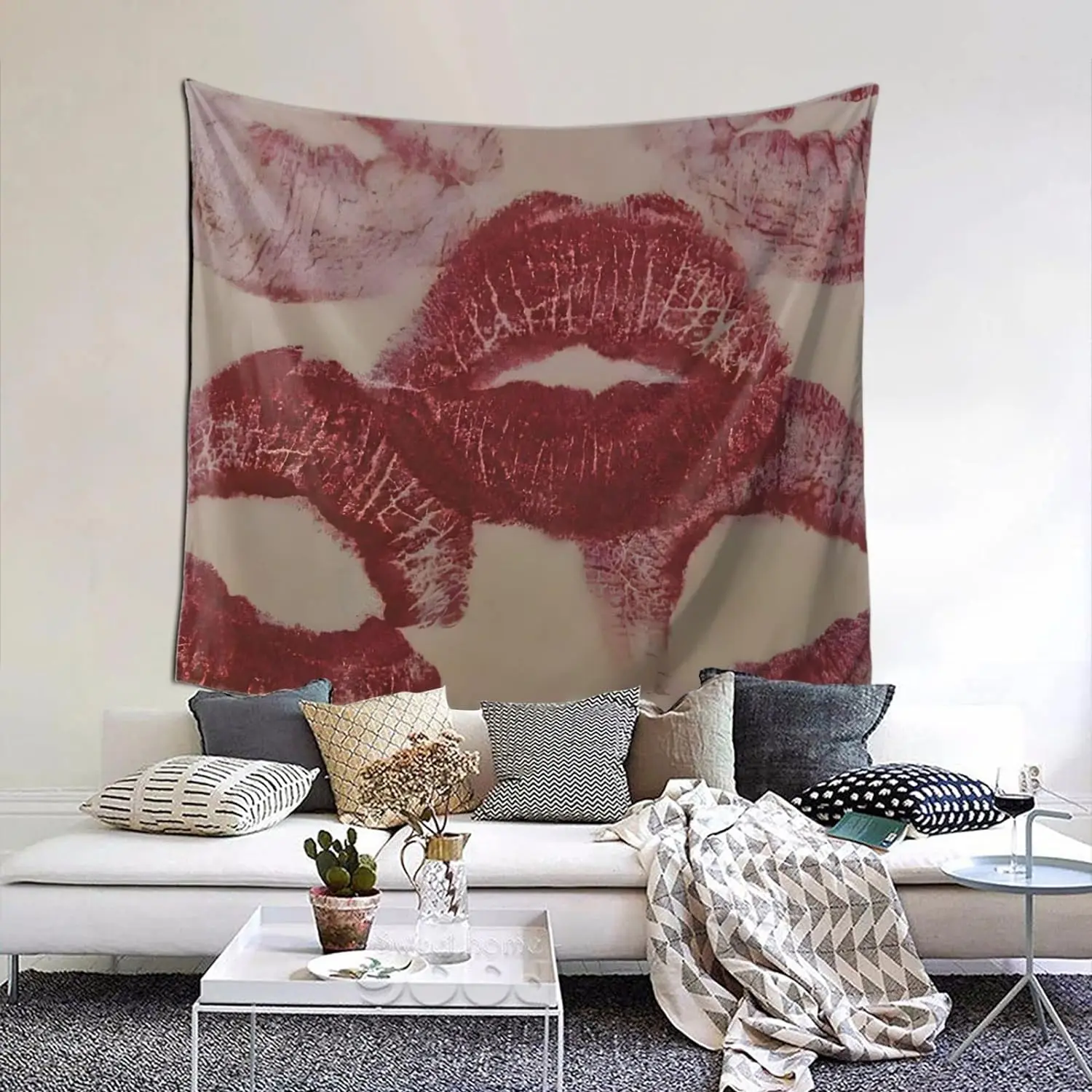 Coquette Red Tapestry For Bedroom Wall Hanging Downtown Girl Aesthetic Preppy Room Decor 60"x50"