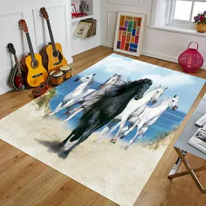 3D Horses Rug,3D Illusion,Fan Carpet,Nonslip Floor Carpet,Teen'S Rug,Area Rug Halloween Gift For Family, Cute Gift Non-Slip Floor Carpet, Decoration Mat for home Living Room Bedroom, Room Decor, Home Decor