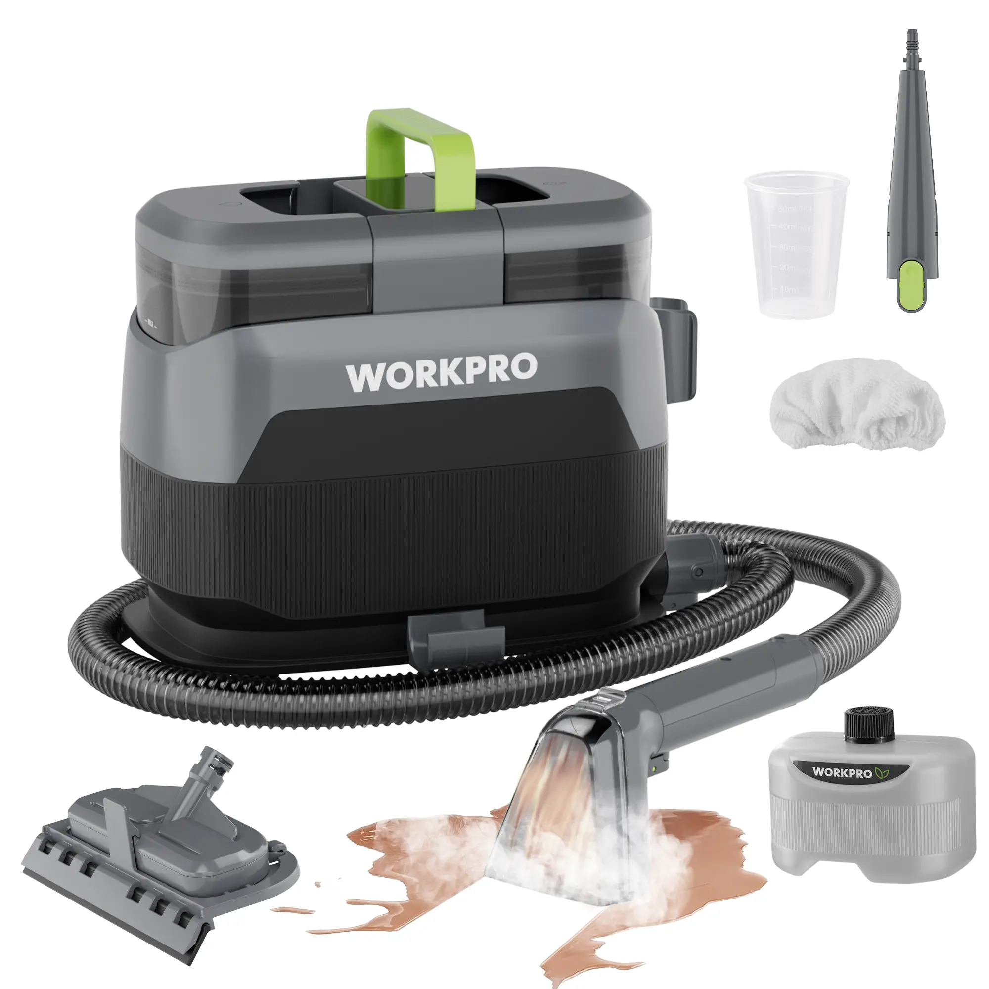 #fathersdaygift WORKPRO Steam Portable Carpet and Upholstery Cleaner, 16KPa Upholstery Cleaner Machine with Steam & Heating System, 4 Cleaning Modes & Versatile Tools, Spot Cleaner for Pet Stains, Couch, Car Seat
