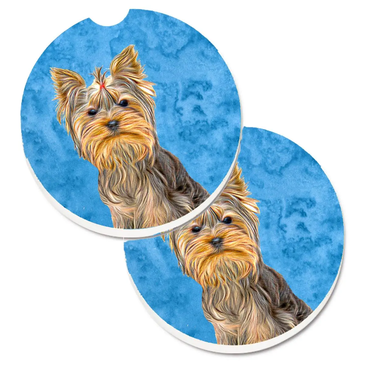 Sandstone Yorkie-Cut Out Car Coasters (2.5x2.5 in, 2.5" H X 0.25" W X 2.5" L), Pre-Cut Set of 2, Absorbent, Easy to Remove, Anti-Mess Water Protection, Yorkshire Terrier Car Interior Decoration Accessories, Pre-Cut Coasters