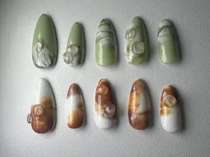 Matcha Coffee Cafe press-on nails