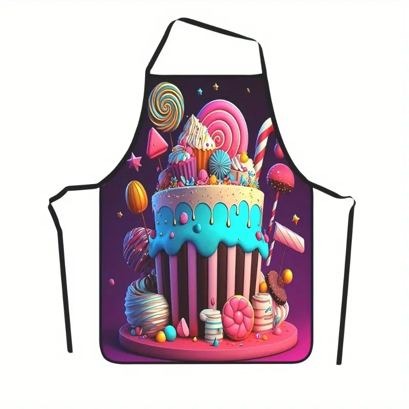 Happy Dessert House Apron, 1 Count Unisex Polyester Kitchen Cooking Apron, Baking Apron, Novelty Cooking Aprons, Christmas Gift, Winter Apron for Women,Cool Autumn Apron,Nails Design Tool, Nails Art,Nails Ideas,Christmas Decorations