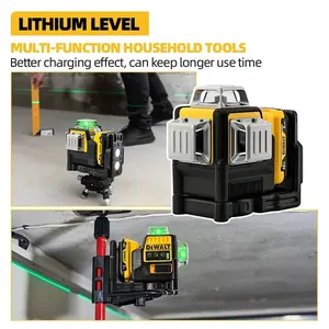 Dewalt DW089LG 3 Sides 360 Degree Vertical 12 Lines Laser Level with 12V Lithium Battery Horizontal Green Meter for Outdoor Use