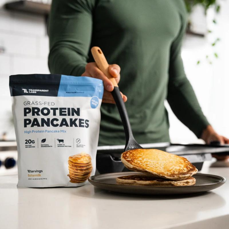 Transparent Labs Grass-Fed Protein Pancakes - 20g Protein, 36g Complex Carbs, MCT Oil, No Artificial Additives, 10 Servings, High Protein Pancake Mix