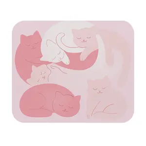 Pink Sleeping Cats Mouse Pad – Cute Pastel Cat Desk Mat