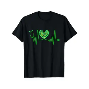 Nurse Shamrock Stethoscope T-Shirt – Breathable Cotton with Slight Stretch for St. Patrick's Day