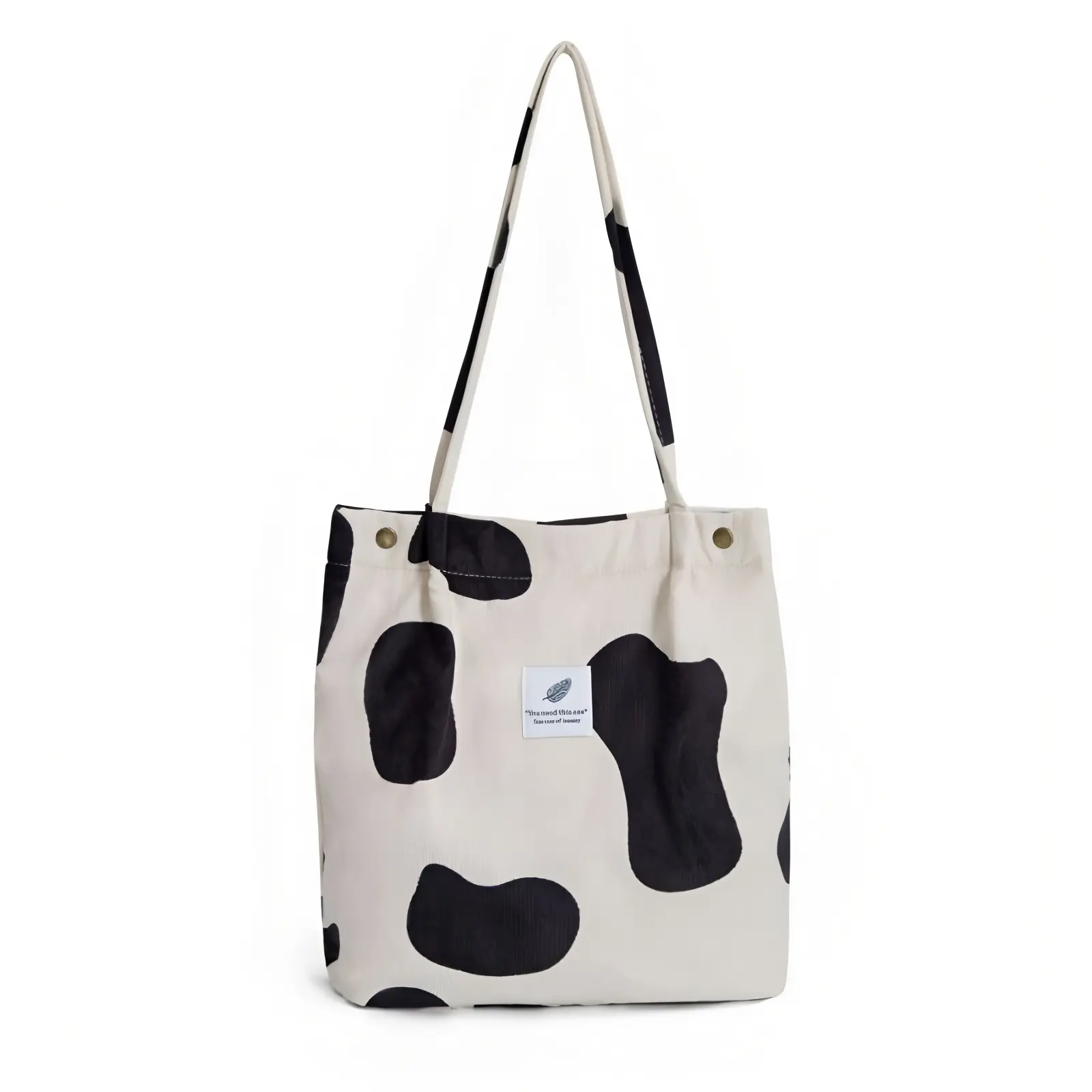 Corduroy Cow Print Tote Bag for Women, Cute Shoulder Bag with Inner Pocket, Large Capacity Tote Bag for Work Travel Shopping Beach