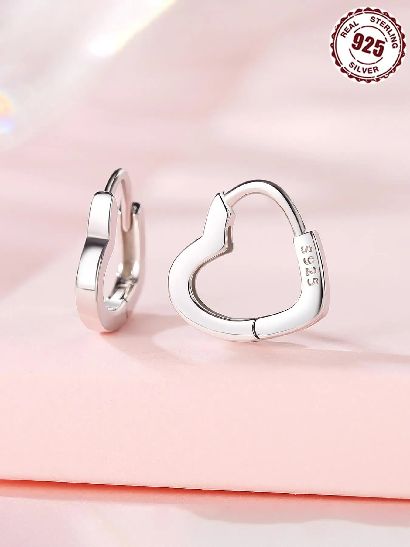 S925 Sterling Silver Heart Shaped Earrings, Fashionable Earrings for Women & Girls, Trendy All-match & Exquisite Jewelry for Birthday Gift