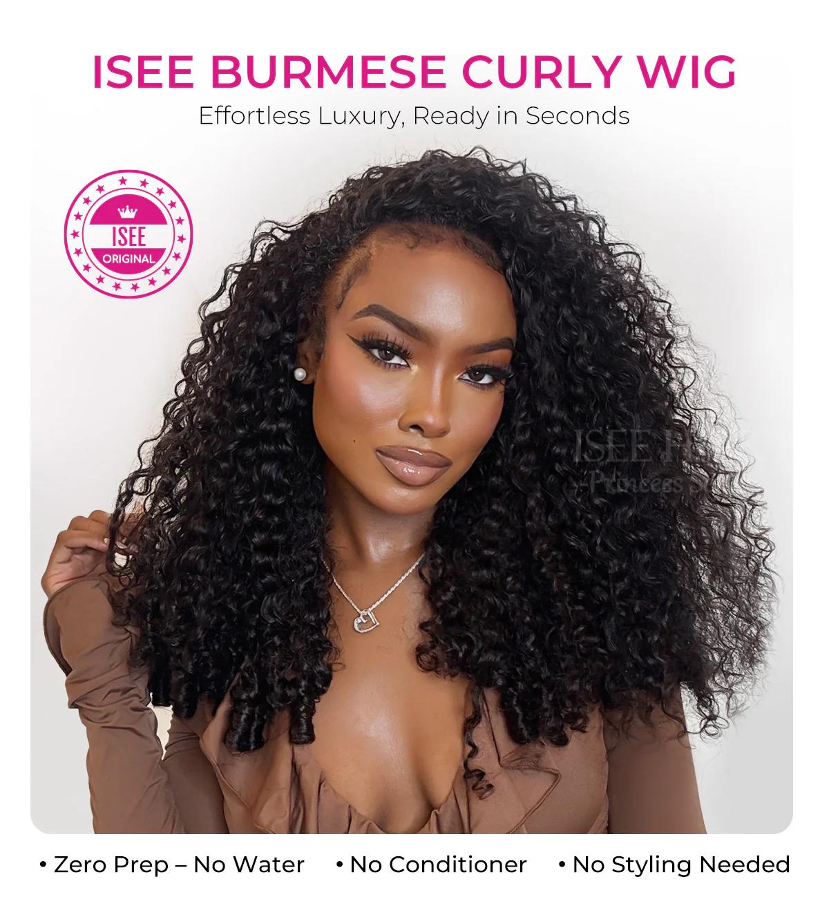 【24‘’=$150】ISEE HAIR 250% Density Burmese Curly Wear Go Half Wig InvisiFit Strap Flip Over Wig for Beginners#iseehairbeauty #SpringStatements