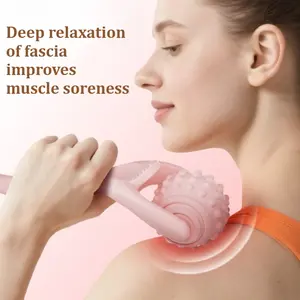 [Deep comfort portable design] Hand-held bump roller massage stick muscle fascia relaxer precise press stimulate deep tissue relieve shoulder and neck soreness and muscle fatigue home fitness recovery tool