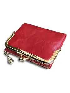 Ladies' foldable short wallet with kiss lock design, zippered coin purse and multiple card slots, PU leather wallet, safe and stylish, Valentine's Day gift, ideal gift