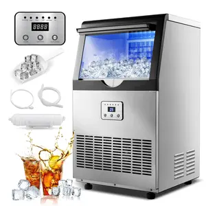 Self Cleaning Ice Maker 100lbs Daily | Commercial & Home Use | Fast Ice Production | LED Display | Freestanding or Under Counter Ice Machine Ideal for Restaurants Offices Parties Steel Stainless Kitchen