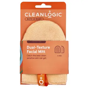 CleanLogic Bath and Body, Dual-Texture Facial Mitt, 1 Count