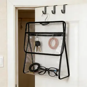 Waterproof Hangable Storage Bag Space-Saving Organizer for Bathroom Dorm Shower & Luggage(Black/White) Snap Button Closure Durable