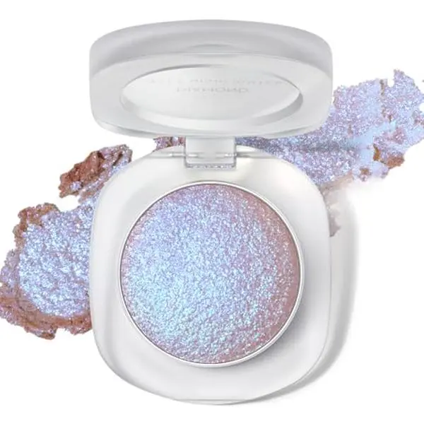 HOSAILY Holographic Duochrome Purple Blue Eyeshadow&Highlighter Palette, Color Shift Glitter Iridescent Cream Highlighter, Smooth Long Lasting Sparkling Eyeshadow Mermaid Facial Illuminator Makeup#04