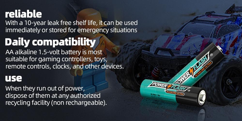 Power Flash AA Batteries 96 Pack 1.5V Ultra Alkaline 10-Year Shelf Life Leak-Proof for Everyday Devices VR Headsets Gaming Controllers Smartphones - Wireless Walkie High-Performance