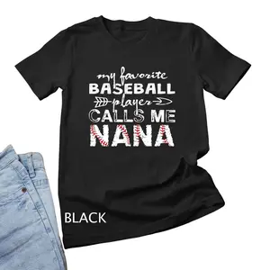 My Favorite Baseball Player Calls Me Nana T-Shirt, Shortsleeve Menswear Top Underwear Tshirt Streetwear Tropical Crewneck Round Neck