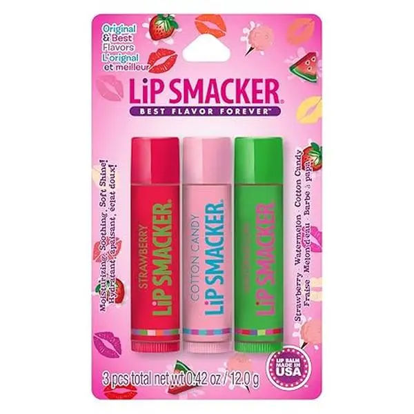 Flavored Lip Balm Original & Best - Moisturizing, Soothing Trio Strawberry, Watermelon, & Cotton Candy
