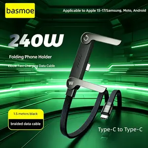 2026 New 2-in-1 Type-C Cable with Hidden Phone Stand, 240W Super Fast Charging, Ideal for Gaming, Office, Car and Travel, Universally Compatible with iPhone, Samsung and All Type-C Devices