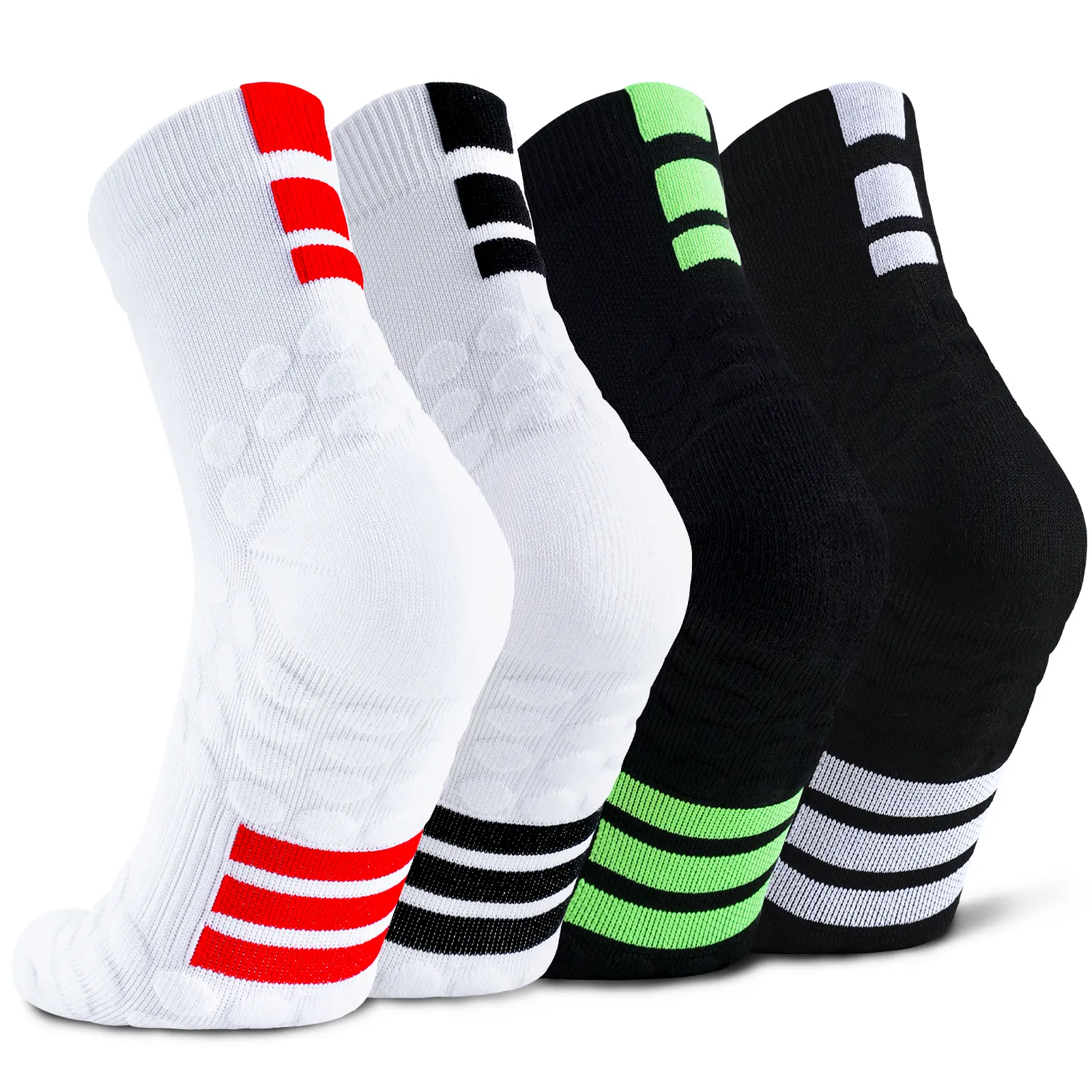 Mqamex 4-Pair Male Youth Crew Sports Socks - Cotton-Polyester Blend, Terry Soles, Cushioned, Shock-Absorbent, Wear-Resistant, Moisture-Wicking, Dry, Breathable All-Seasons Daily White Socks, Moisture-Wicking Sports Socks, Dry Sports Socks