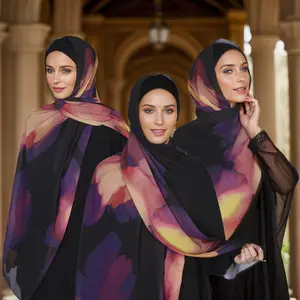 High Quality Ethnic-style Digital Printed Muslim Women Chiffon Hijab Scarf