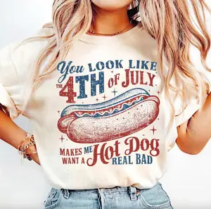 You Look Like the 4th of July T-Shirt, America Hot Dog Shirt, Funny 4th July Shirt, Fourth of July Independence Day Shirt, American Flag Shirt, Tops