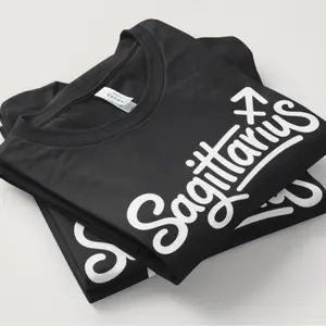 Graffiti Zodiac T-Shirt Sagittarius Bold Street-Style Astrology Tee Soft Black Cotton Unisex Crewneck Short Sleeve Top - Menswear