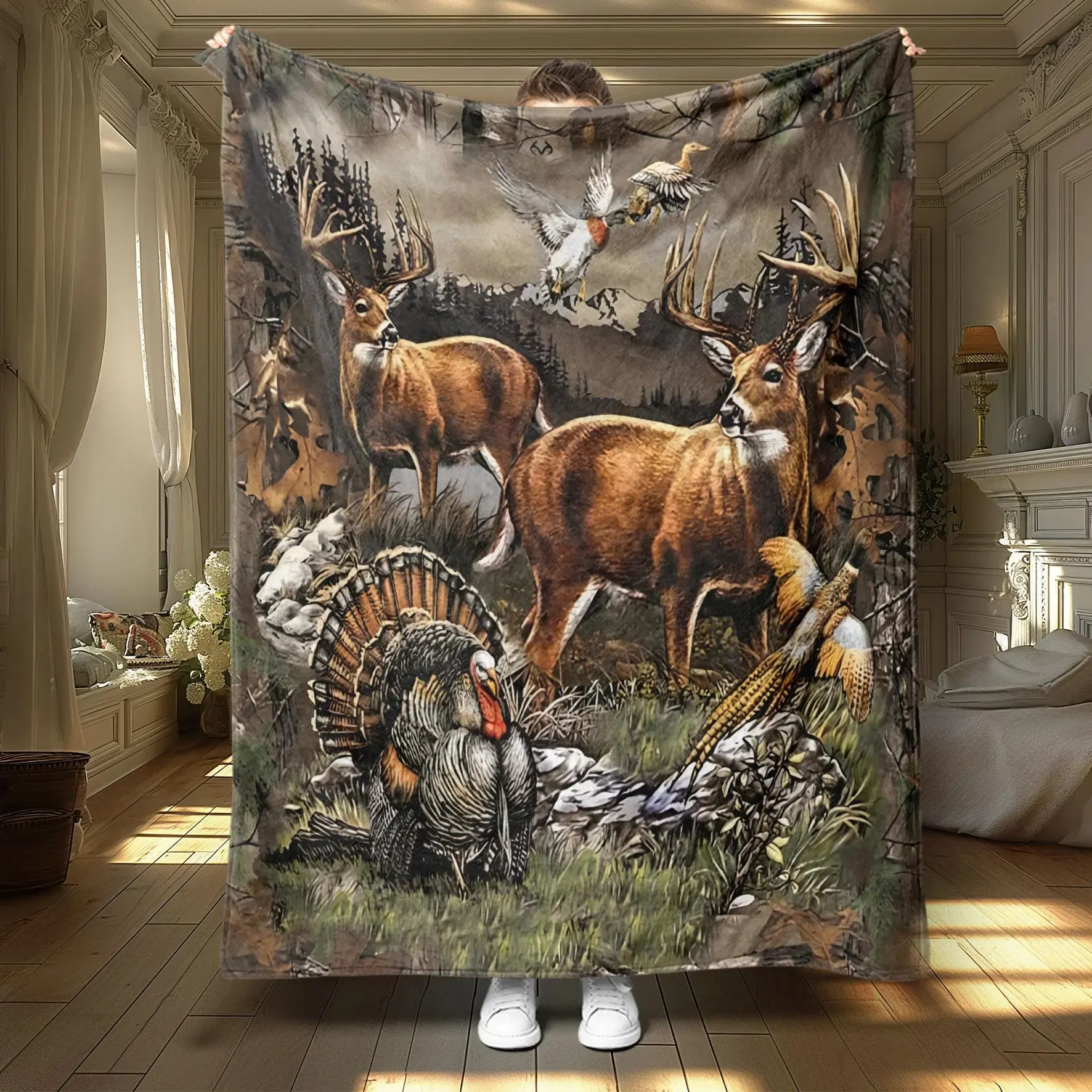 Durable Textured Fleece Wild Printed Throw Blanket, Lightweight Cozy Home-Office-Camping Cover, Decorative Bedding Essential for Couch/Sofa/Bed, Unique Gift for Kids & Adults, Textured Fleece Blankets