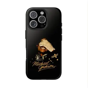 Michael Jackson Tough Phone Case with Iconic Glove Pose & Gold Signature - 2D Design Suitable for iPhone 17-11 Pro MaxPlus and Samsung Galaxy S23-25 - Impact Resistant Polycarbonate & TPU Lining - Prot
