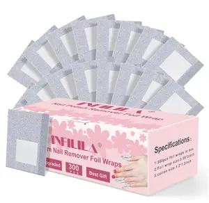 Nail Foil - 300PCS Foil Nail Wraps Gel Nail Polish Remover Foil Wraps for Nails, Soak Off Gel Remover with Larger Cotton Pad for Removing Nail Polish at Home