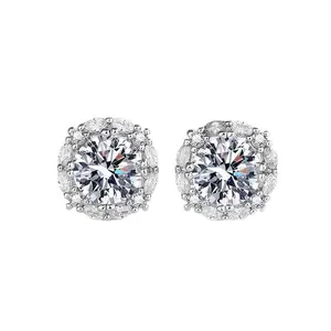 UURIEL 3CT Big Round Cubic Zirconia Stud Earrings - Unisex Artificial Gemstone Jewelry, Men's Earrings