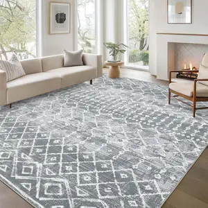 Bohemian Style Carpet Soft Imitation Wool Decorative Rug Anti-stain and Non-slip for Bedroom Dining Room Office