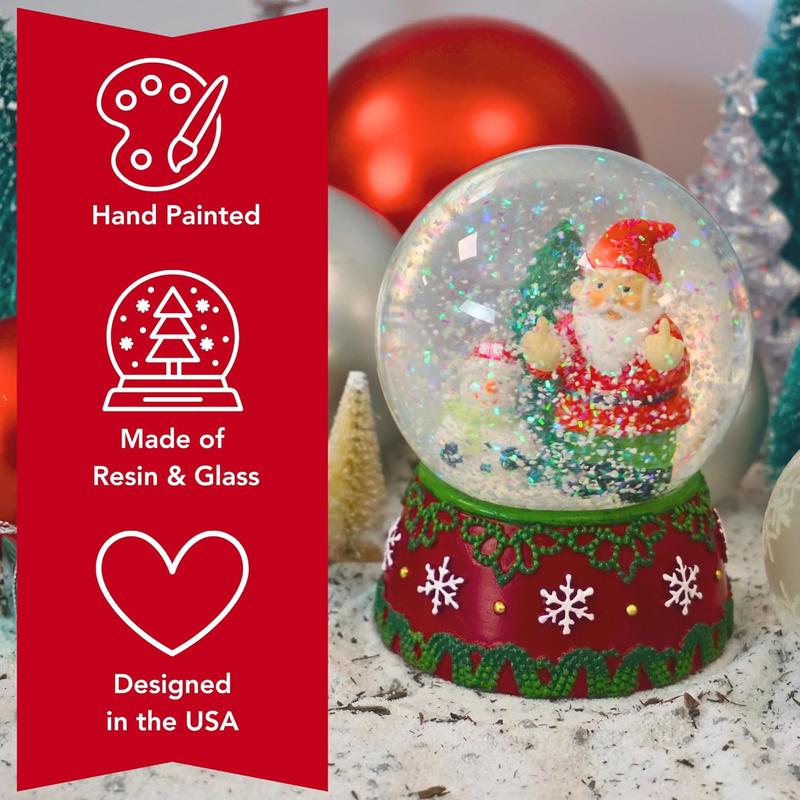 Gnometastic Gnomes Christmas Snow Globes for Adults - Holiday Double Bird Middle Finger Gnome, Funny White Elephant Gift & Gnome Decor - Mini Snow Globe 3.2in x 4in H