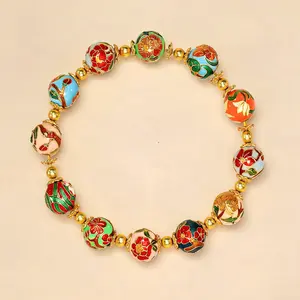 Twelve Zodiac Guardian Flower Gods Cloisonné Bracelet Handcrafted Enamel Beads with Vibrant Floral Symbols for Prosperity & Renewal Traditional Chinese Jewelry Box Consecrated by Taoist Priest & Chinese FengShui