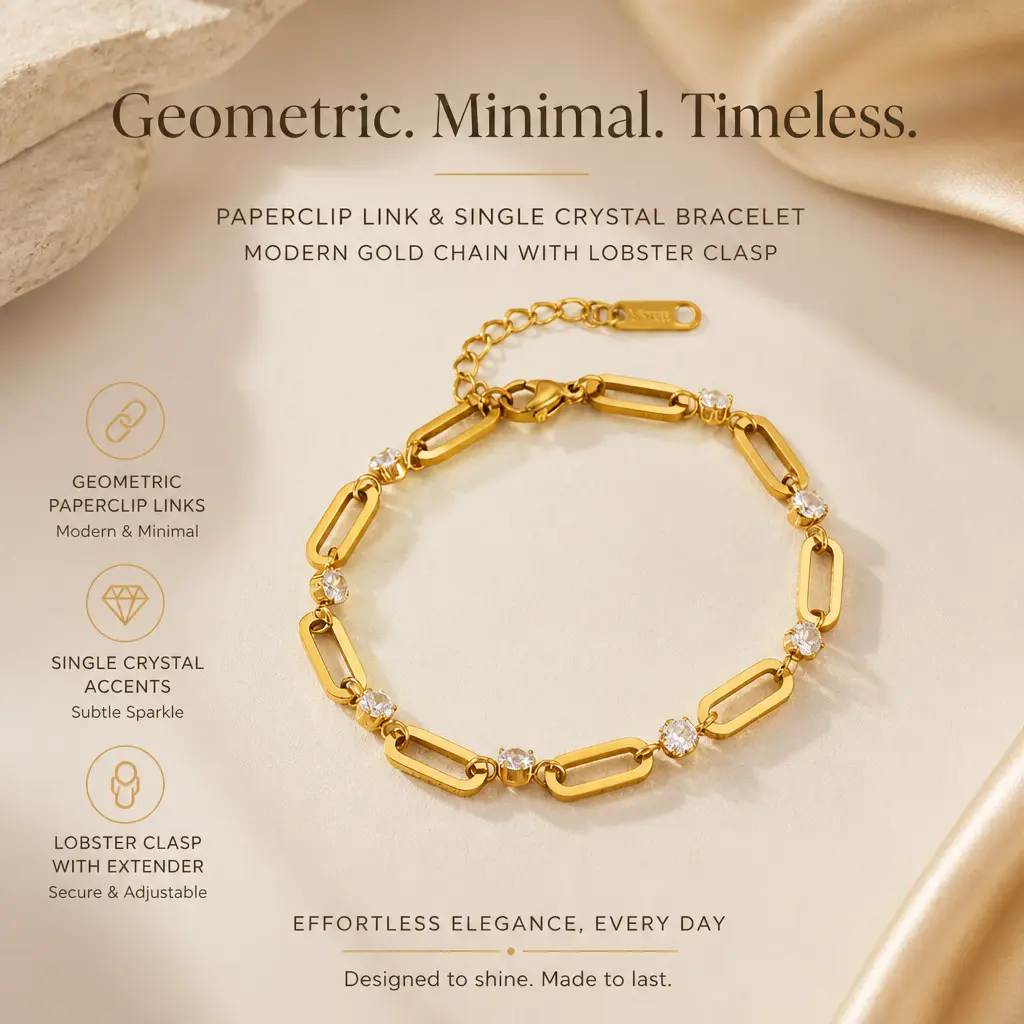 Geometric rectangular clasp single diamond interlaced bracelet, modern minimalist design, exquisite and versatile for daily commuting