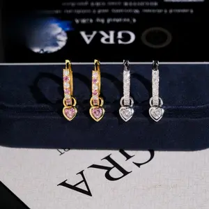 [ICE HUE]18K Gold Vacuum Plated S925 with 5A+ Sri Lanka Moissanite Earrings, Luxury Simple Classic Jewelry for Women Men, Removable Dangle Earrings, Gift Idea, Daily Wear Casual Fashion, Earrings Flat Back