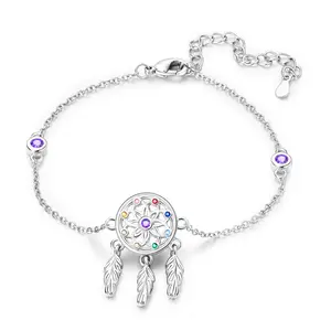 MULA Boho Stone Charm Bracelet - Silver-Plated High Quality Jewelry Bracelet Design with Colorful Crystal Feather Motif Pendant, Fashionable Daily Wear Piece Ideal as a Positive Energy Gift, High Quality Bracelet