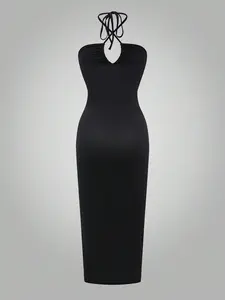 Jaded London Sexy Black Sleeveless Bodycon Backless Maxi Dress for Women Elegant Chic Formal Casual Fabric Womenswear